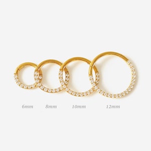 16G Gold Nose Septum ring, Daith Clicker hoop, Round Nose ring, Silver clicker ring, Conch clicker, Helix hoop, Cartilage Hoop, Piercings