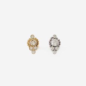 16G Cz Ball Beads Internally Threaded Cartilage Flat Back Labret, Conch earring, Tiny stud, Flat back stud, Helix, Tragus, Minimalist stud
