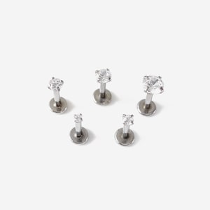 18G/16G 1.5-4mm Threadless Push Pin Silver Round Flat back stud, Conch earring, Nose stud, Cartilage, Helix, Tragus stud, Labret earring