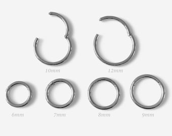 18G/16G Plain Silver Clicker hoop, Nose ring, Silver clicker ring, Conch clicker, Helix hoop earring, Cartilage Hinged Hoop, Nose clicker