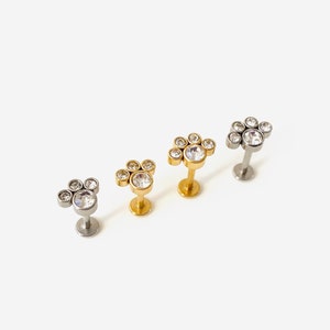 16G Cute Foot Stamp Small or Large Cartilage Flat Back, Ball conch earring, Cartilage flat back, Helix stud, Tragus stud, Minimalist stud