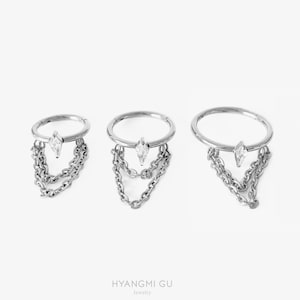 16G 8mm-12mm Diamond Chain Drop Silver Clicker, Nose ring, Silver ring, Conch clicker, Helix earring, Cartilage Hinged Hoop, Nose clicker