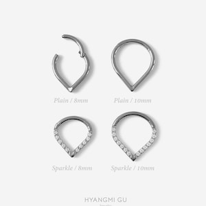 16G Titanium Arrow Septum Nose Clicker hoop, Nose ring, Silver clicker ring, Conch clicker, Helix hoop, Cartilage Hinged Hoop, Nose clicker