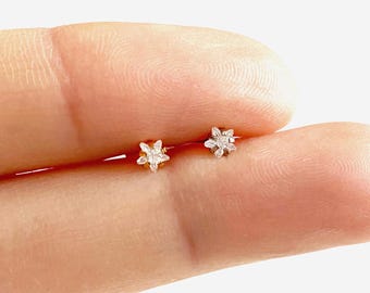 16G Titanium Tiny Star Cartilage Labret, Internally Threaded conch earring, Cartilage flat back, Helix stud, Tragus stud Nose earring - 02 2