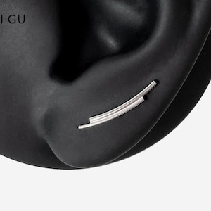 16G Titanium Curve Double Line Studs, Internally Threaded conch earring, Cartilage piercing, Helix earring, Tragus, Piercing, Minimal - 02 1