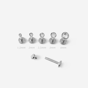 16G, 1,5-4 mm, rond argenté, rond, boucle d'oreille conque, clou de nez, cartilage, hélice, clou Tragus, boucle d'oreille labret - 04 3