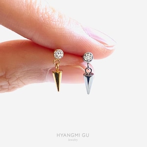 16G Titanium Spike Drop oorbel met interne schroefdraad en platte achterkant, geschikt voor conch-oorbel, neuspiercing, kraakbeenpiercing, helix-, tragus-piercing en labret-oorbel - 04 2