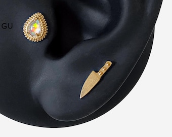 16G Titan Slaktarknivsstift, Svärdbrosk Flat Back Labret, Invändigt gängad conch örhänge, Brosk, Helix stift, Tragus - 01 1