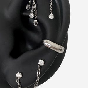 16G 8mm-12mm Titanium Bold Chunky Silver Clicker, Nose ring, Ring, Conch clicker, Helix earring, Cartilage Hoop, double piercings - 01 4