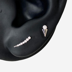 16G Titanium Single Spike Cartilage Flat Back stud, Nose stud, Internally Threaded conch earring, Cartilage, Helix earring, Tragus - 02 2