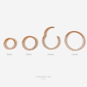 16G Rose Gold Nose Septum ring, Clicker hoop, Round Nose ring, Silver clicker ring, Conch clicker, Helix hoop, Cartilage Hinged Hoop