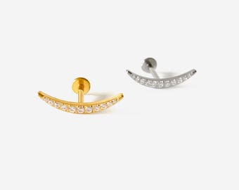 Labret per cartilagine, conchiglia, piccolo orecchino a perno, orecchino a perno piatto in titanio 16G con filettatura interna - Minimalista - 02 1