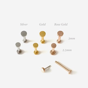 18G/16G 2.5-3mm Threadless Push Pin Dot Round Flat back stud, Conch earring, Nose stud, Cartilage, Helix, Tragus stud, Labret earring