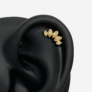 16G Leaf Crown Antik Flat Back örhänge, Näsörhänge, Invändigt gängat conchörhänge, Broskpiercing, Helixörhänge, Tragus, Piercing