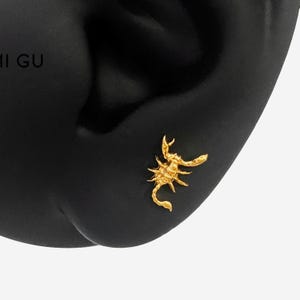 16G Titanium Scorpion Flat Back Studs, Nose stud, Internally Threaded conch earring, Cartilage, Helix earring, Tragus, Body Piercing - 01 2
