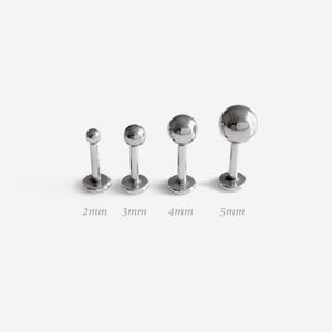 18G/16G 2-5mm Threadless Push Pin Ball Dot Round Flat back stud, Conch earring, Nose stud, Cartilage, Helix, Tragus stud, Labret earring