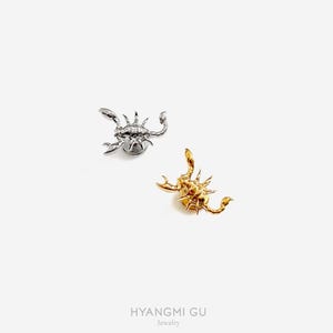 16G Titanium Scorpion Flat Back Studs, Nose stud, Internally Threaded conch earring, Cartilage, Helix earring, Tragus, Body Piercing - 01 2