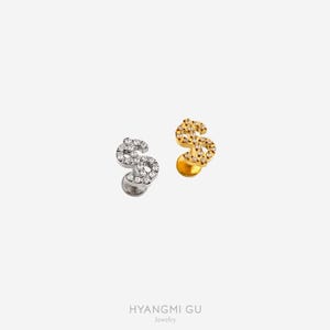 16G Titanium Dollar Money Cartilage Flat Back stud, Nose stud, Internally Threaded conch earring, Cartilage, Helix earring, Tragus - 03 1