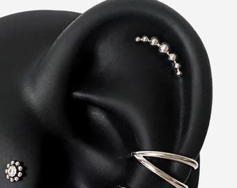 Labret piatto in titanio 16G con punti curvi, filettatura interna, orecchino per conchiglia, piccolo perno, retro piatto per cartilagine, perno per elice, trago minimalista - 02 1