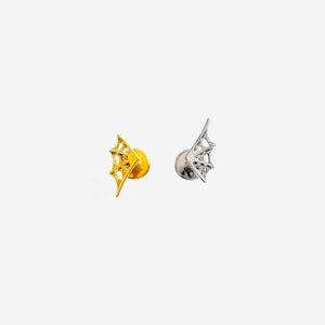 16G Titanium Small Spider Web Stud, Sword Cartilage Flat Back Labret, Internally Threaded conch earring, Cartilage, Helix stud Tragus - 01 4