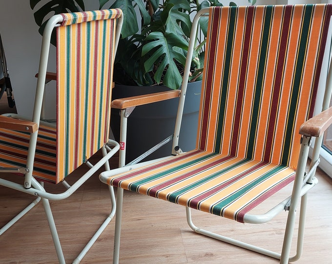Vintage Folding Picnic Chair/retro Folding Chair/camping Retro Chair
