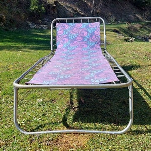 Chaise longue pliante rétro Flower Power/Plage rétro pliante,Terasse,Patio,Chaise de piscine/Chaise longue rétro pliante en toile/Plage rétro/1970