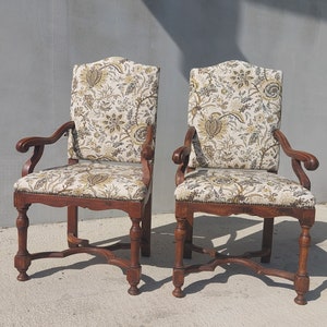 1 of 2 Vintage High Back Armchair / Vintage Dining Chair / Chippendale Style Armchair / Carefully Restored / 70&#39;s