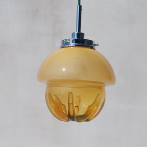 Space Age Pendant Lamp/Vintage Murano Glass Pendant Light/UFO Pendant Light / Mazzega Style Ceiling Lamp/ Sphere Globe Murano / Italy / 70&#39;s