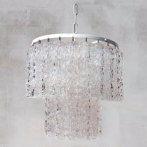 Middeleeuwse kroonluchter van Muranoglas Tronchi van Toni Zuccheri voor Venini / XL Murano-kroonluchter / 37 glaselementen / Italië / jaren 60