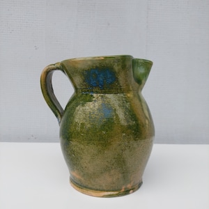 Vintage Green Glazed Pitcher, Jug / Vintage Green / Vintage Ceramic / Vintage Green Vase / Vintage Pottery / Vintage Folk Ceramic /  1960s