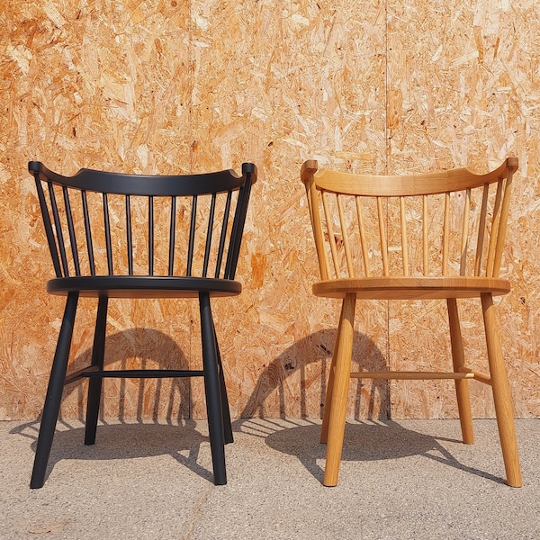 Chaise de salle à manger vintage en bois massif / Style scandinave / Design rustique / Chaise de salle à manger MCM / MCM Home / Fabriqué en ex-Yougoslavie / 1970