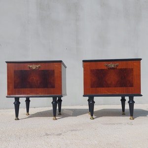 Retro Modern Nightstands/Retro Polished Night Tables/Pair/MCM/Mid Century Nightstands/Vintage Bedside Tables/Vintage Night Tables/70&#39;s