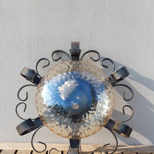 Brutalist Wall Lamp, Wrought Iron and Bubble Glass Wall Lamp, Brutalist, Mid Century Wall Lamp, Italy, 1980s