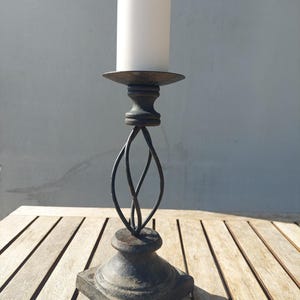 Brutalist Iron Candle Holder, Vintage Iron Candlestick, Mid Century Cande Holder, Italy, 1980&#39;s