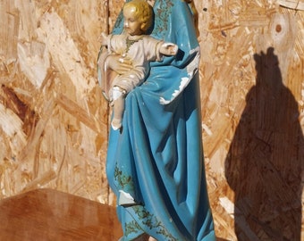Antique Santa Maria With Jesus Statue,antique Virgin Mary