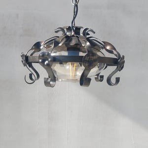 Vintage Brutalist Chandelier / Vintage Pendant Lamp / Space Age Pendant Lamp  / MCM Pendant Lamp / Atomic Light / 70&#39;s