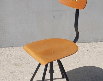 ミッドセンチュリーインダストリアル回転椅子 - 高さ調節可能、70年代