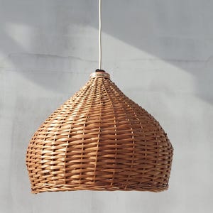 Wabi Sabi Pendant Lamp, Vintage Wicker Pendant Lamp, Mid Century Pendant Lamp / Minimalist Pendant Light, Natural Pendant Lamp, 1970s