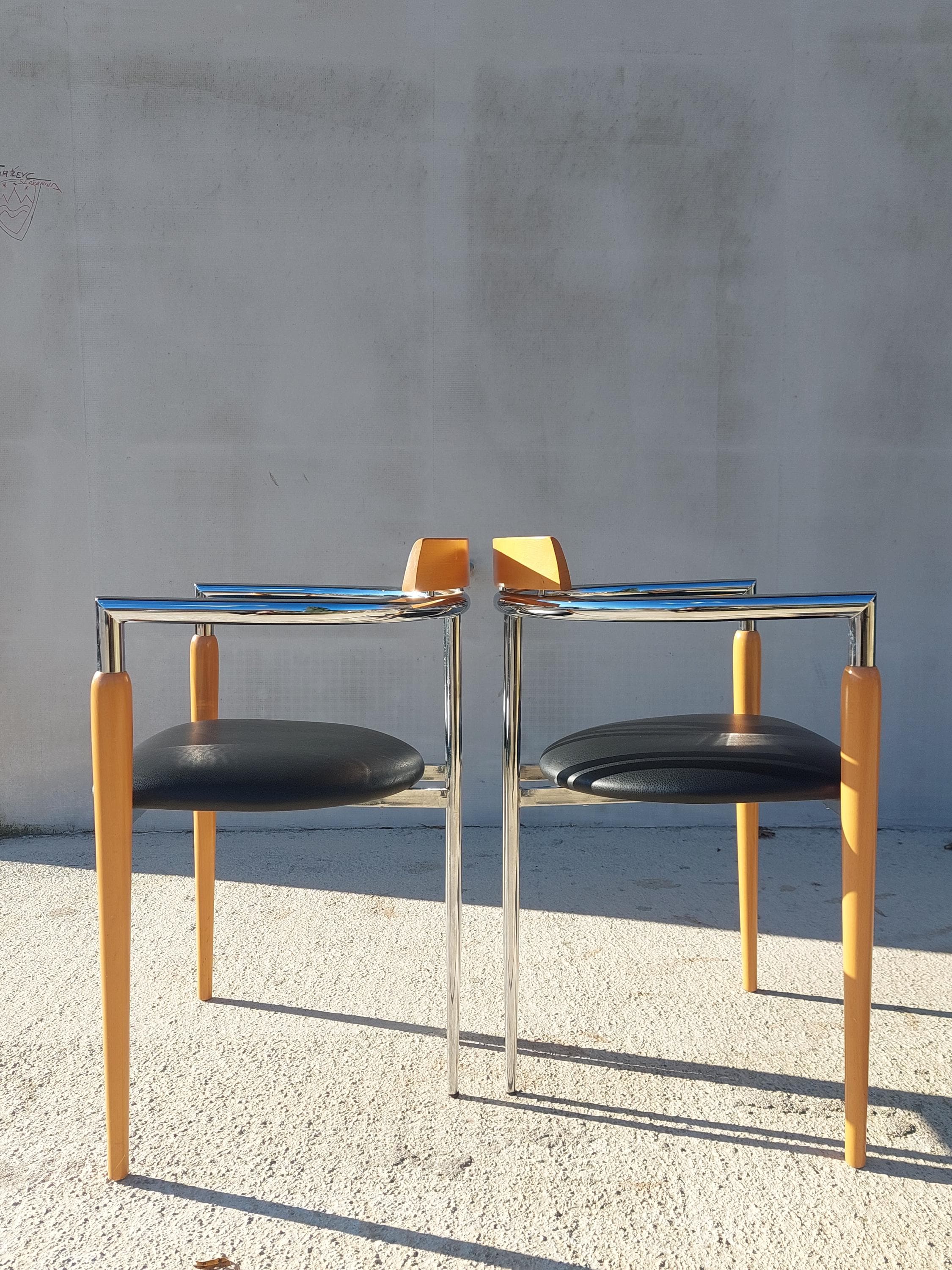 Vintage Italian Dining Chairs / PAIR / MCM Italian Designer Chairs / Effezeta / Modernist Dining Chairs /MCM Dining Chairs/ Italy / 80's