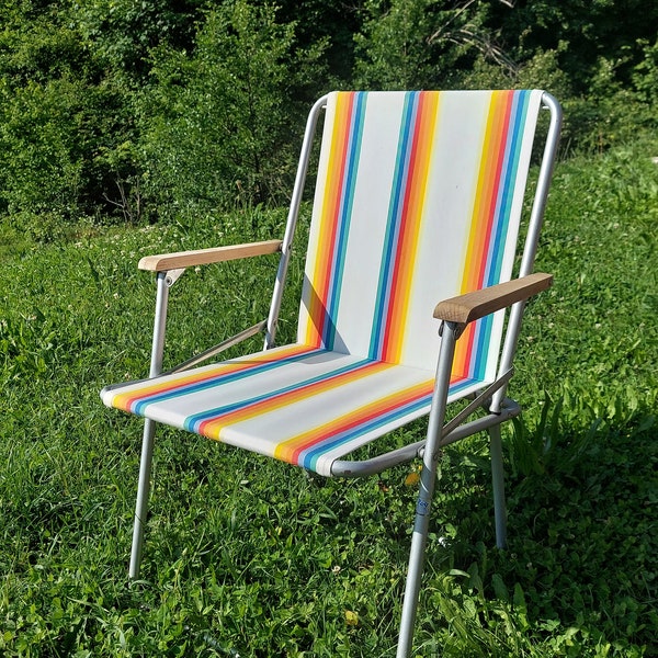 Vintage Folding Chair/Retro Canvas Folding Chair/Vintage Picnic Chair/Retro Camping Chair/Flower Power Picnic Chair/Retro Beach Chair/70's