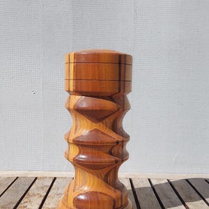 Vintage Handmade Wooden Vase / Vintage Handcrafted Wooden Vase / Handmade Wooden Vase / Massive Vase / 70&#39;s