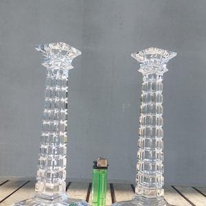 Pair of Crystal Candle Holders, Mid Century Candlesticks, Vintage Crystal Candle Holders, Vintage Crystal, 1980&#39;s