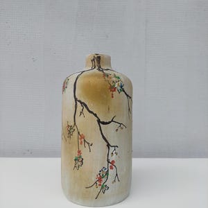 Vintage keramische vaas / Retro vaas / moderne vaas uit het midden van de eeuw / Handgeschilderde vaas / Unieke vaas / Handgeschilderde keramische vaas /MCM-decor /jaren 70