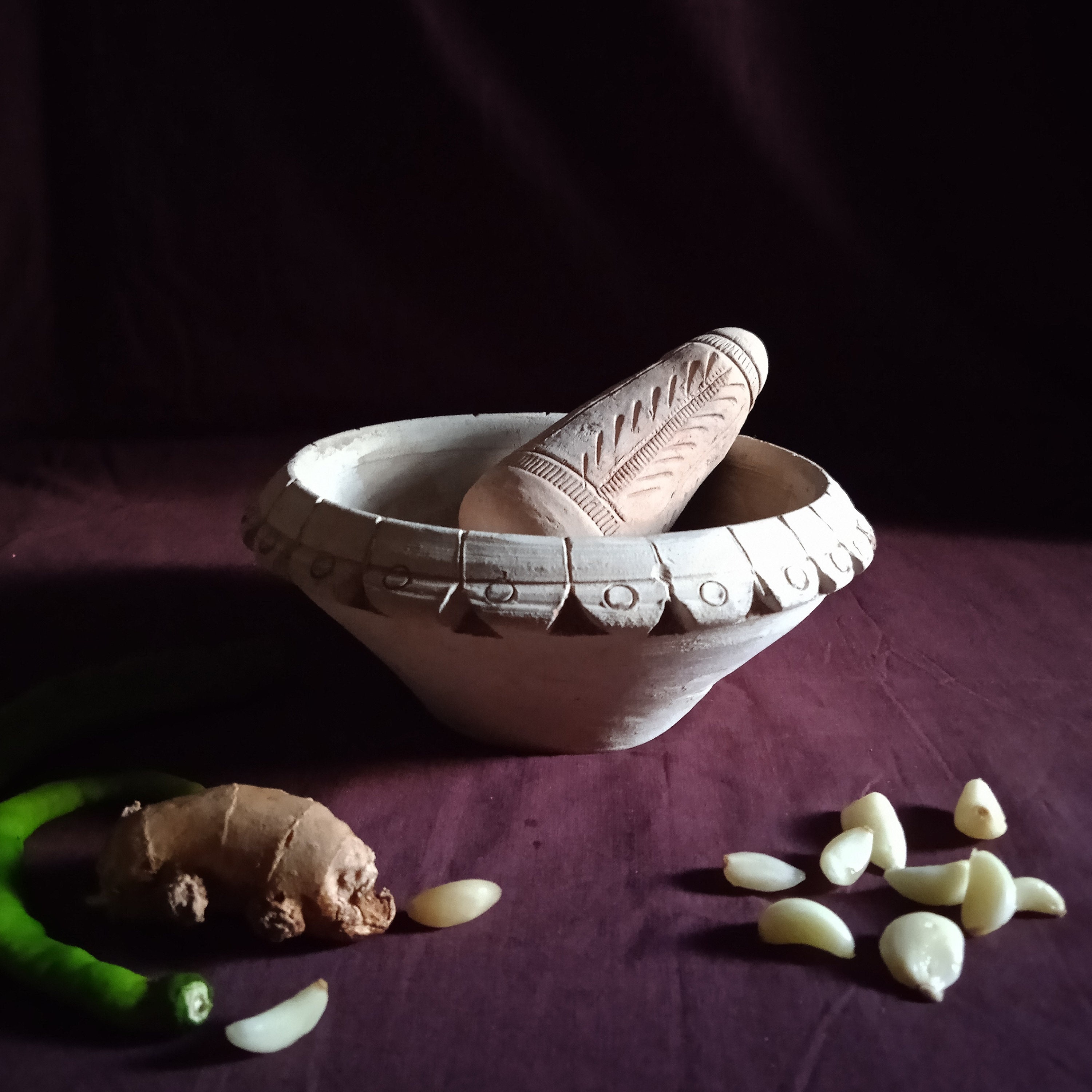 Terracotta Mortar & Pestle Round, Grinder, Clay Mortar Pestle, Kitchen equipments apothecary, spice crusher, Ritual tool