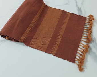 Handwoven Desert Bhujodi Cotton Table Runner, Boho Decor