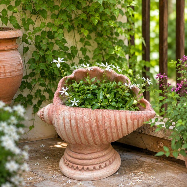Conch Shell Planter - Large Terracotta Seashell Flower Pot for Coastal Garden Decor, Nautical Indoor Plant Holder, Unique Beach House Gift