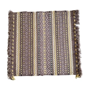 Brown Handwoven Wool Meditation Mat – Wool Mat, Boho Floor Mat, Natural Wool Mat for Meditation & Yoga, Mat, Meditation Rug, Carpet, Kilim