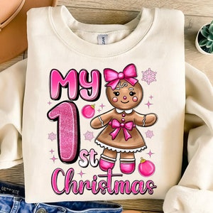 My First Christmas Png, Girl Gingerbread Png, 1st Christmas Png, Baby Girl Png, 1st Christmas Png, Digital Download, Sublimation Design