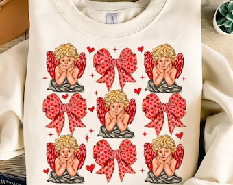 Baby Cupid Coquette bow Png, Retro Valentine Shirt Design, Cupid png, Valentine's Day Png, Valentine Love Png, valentine's day bow png