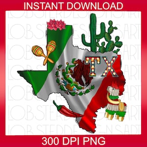 Mexican Texas Flag, Texas , Rose, Western Cactus, Mexico png, Cinco de Mayo, Western Digital Download, Png Sublimation, Instant Download